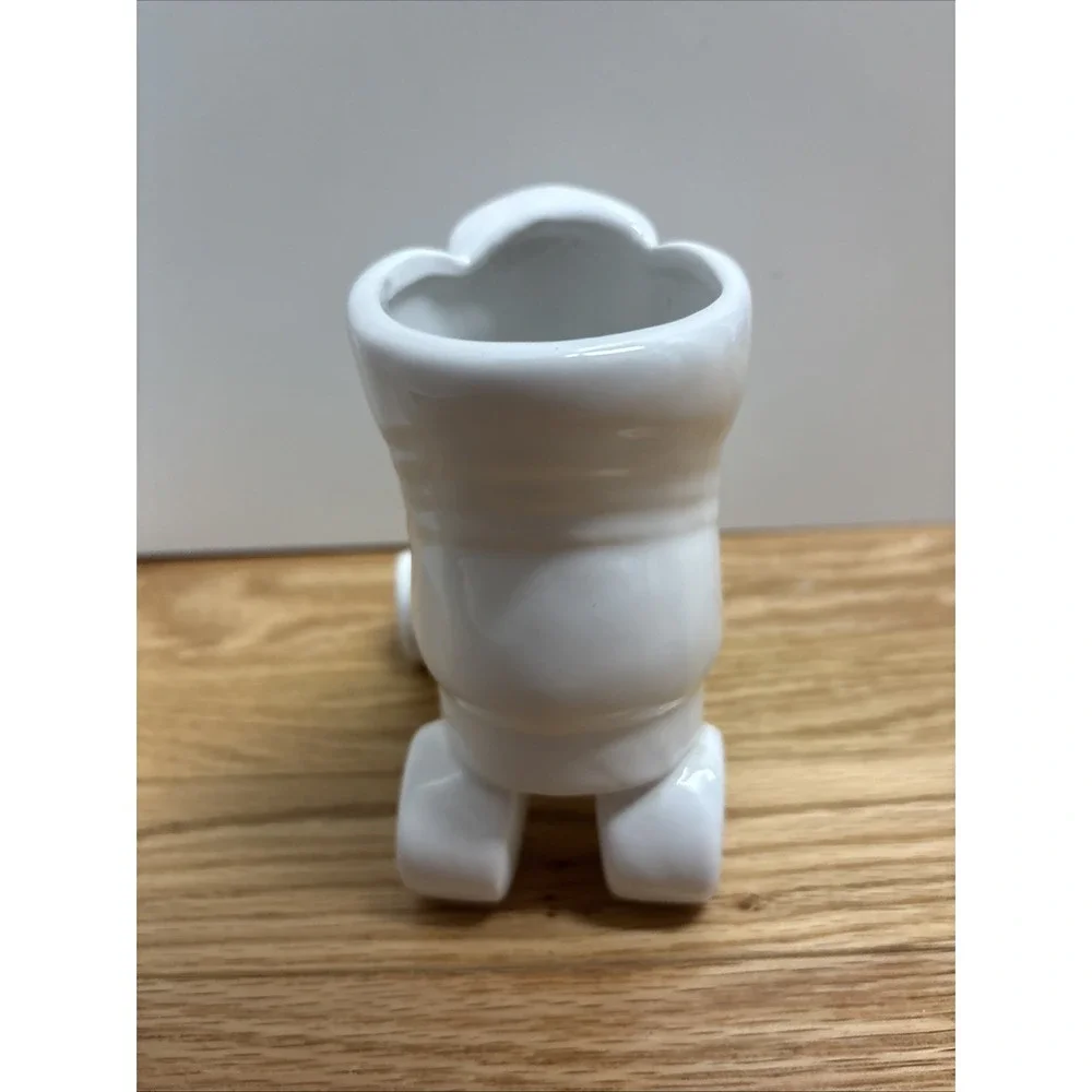 Ceramic Planter Flower Pot Vase Quad Roller Skate White Vintage 5.5